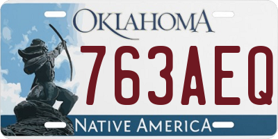 OK license plate 763AEQ