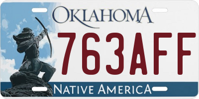OK license plate 763AFF