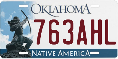 OK license plate 763AHL