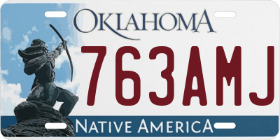 OK license plate 763AMJ