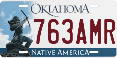 OK license plate 763AMR
