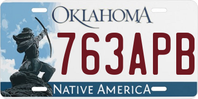 OK license plate 763APB