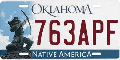 OK license plate 763APF