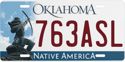 OK license plate 763ASL