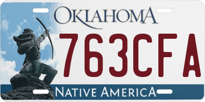 OK license plate 763CFA