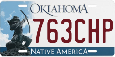 OK license plate 763CHP