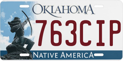 OK license plate 763CIP