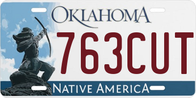 OK license plate 763CUT