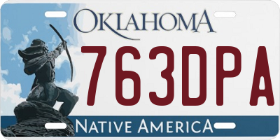 OK license plate 763DPA