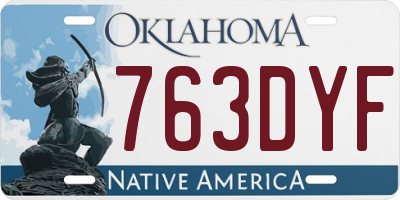 OK license plate 763DYF