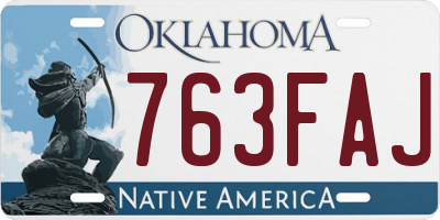 OK license plate 763FAJ