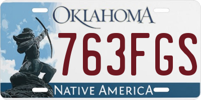 OK license plate 763FGS