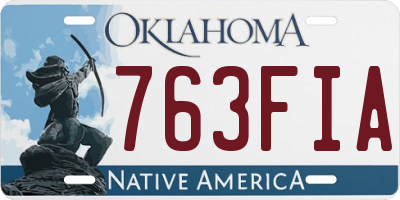 OK license plate 763FIA