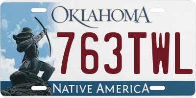 OK license plate 763TWL