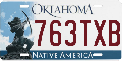 OK license plate 763TXB
