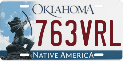 OK license plate 763VRL
