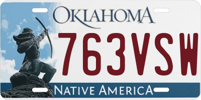 OK license plate 763VSW