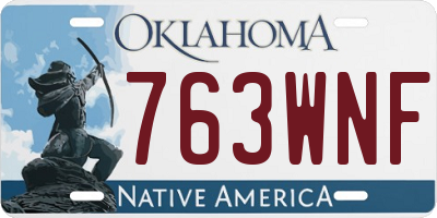 OK license plate 763WNF