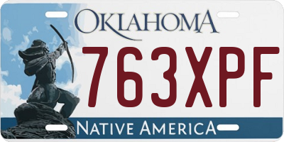 OK license plate 763XPF