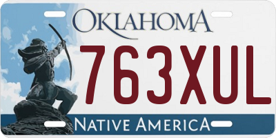 OK license plate 763XUL