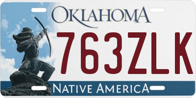 OK license plate 763ZLK