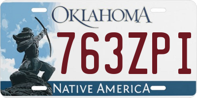 OK license plate 763ZPI