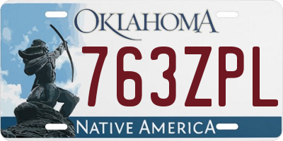 OK license plate 763ZPL
