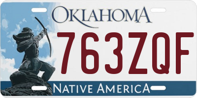 OK license plate 763ZQF