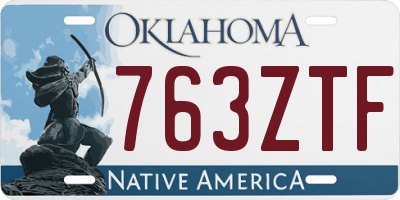 OK license plate 763ZTF