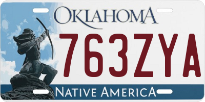 OK license plate 763ZYA