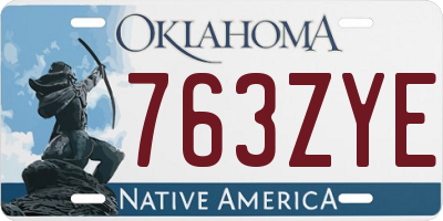 OK license plate 763ZYE