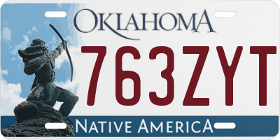 OK license plate 763ZYT