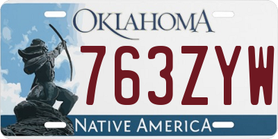 OK license plate 763ZYW
