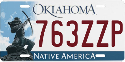OK license plate 763ZZP