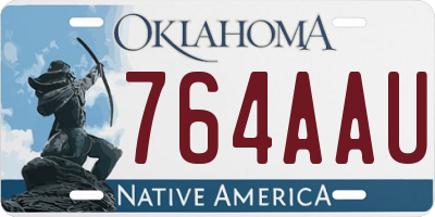 OK license plate 764AAU
