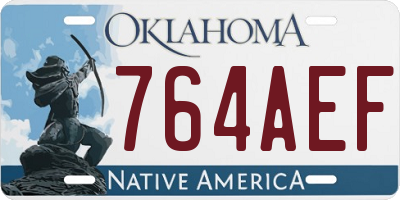 OK license plate 764AEF