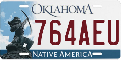 OK license plate 764AEU