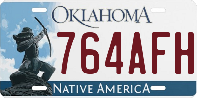 OK license plate 764AFH