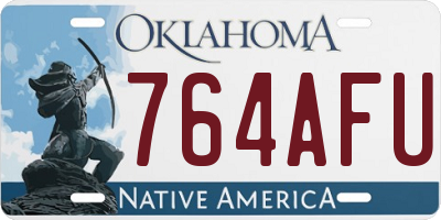 OK license plate 764AFU