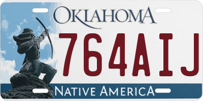 OK license plate 764AIJ