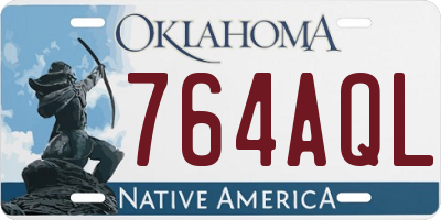 OK license plate 764AQL