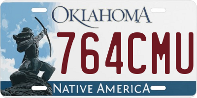OK license plate 764CMU