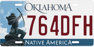 OK license plate 764DFH