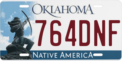 OK license plate 764DNF