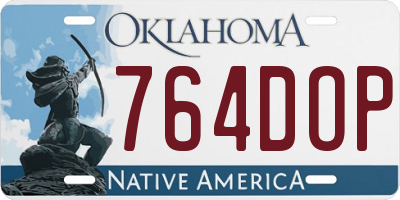 OK license plate 764DOP