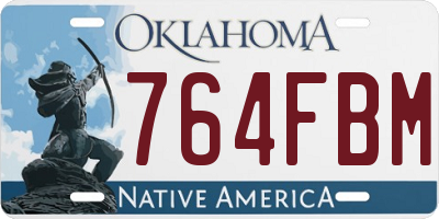 OK license plate 764FBM