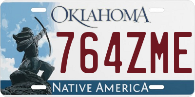 OK license plate 764ZME