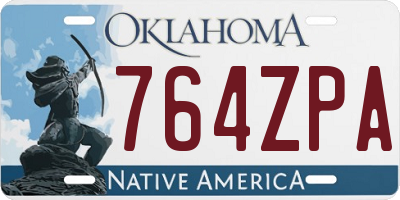 OK license plate 764ZPA