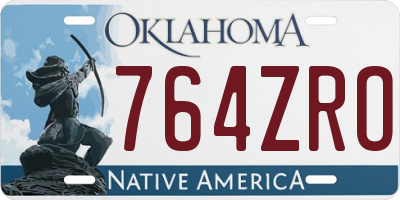 OK license plate 764ZRO