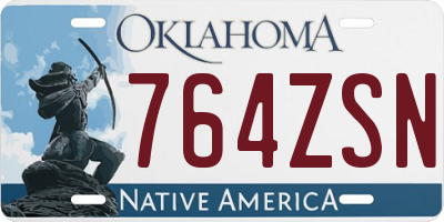 OK license plate 764ZSN